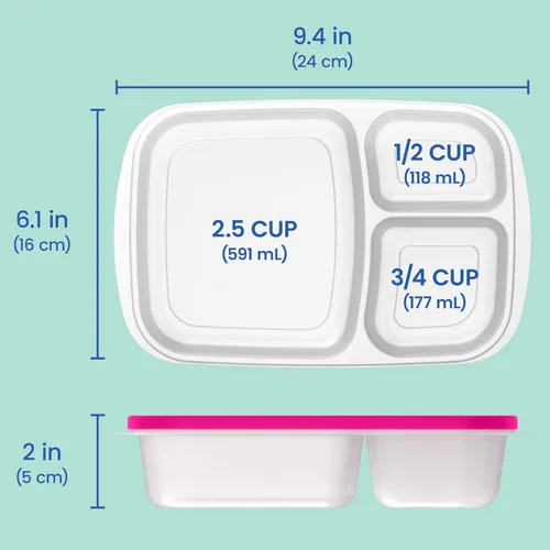Vista 8 de Bentgo Easyboxes - Cajas de almuerzo apilables originales - Recipientes de comida reutilizables de 3 compartimentos para niños y adultos - Caja