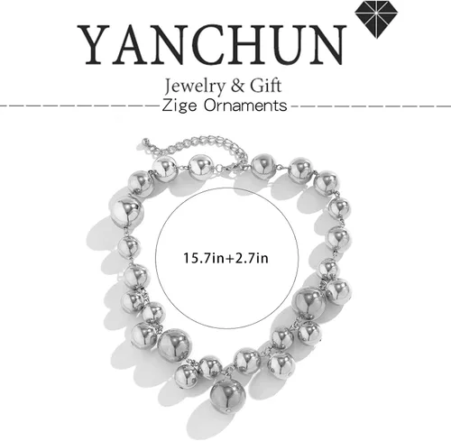 Vista 7 de Collar de perlas para mujer, collar de perlas gruesas, collar de perlas grandes, collar de perlas exageradas, regalo de joyería para niñas