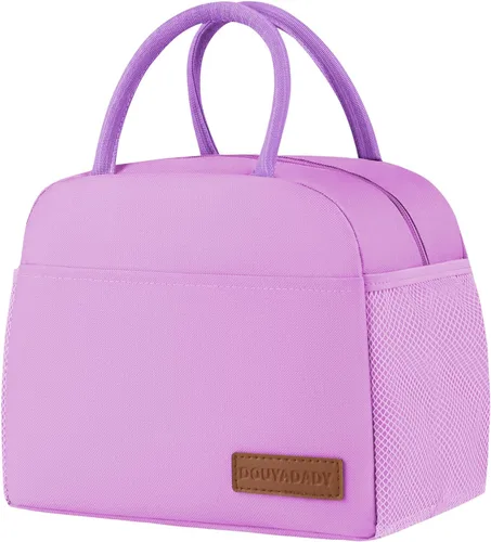 Vista 40 de douyadady Bolsa de almuerzo para mujeres/hombres, fiambrera mujeres/hombres (azul bebé+rayas blancas) Espacioso, ligero, impermeable, resistente