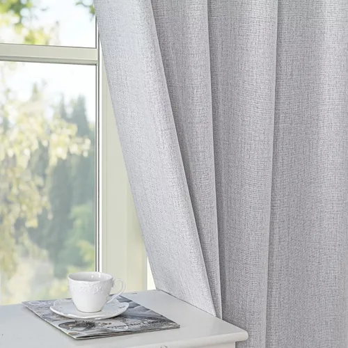 Vista 12 de Cortinas 100% opacas de lino sintético, 90 pulgadas de largo, 2 paneles para dormitorio o sala de estar, térmicas y atenuantes, con lengüetas