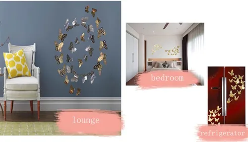 Vista 7 de 12 calcomanías de pared con diseño de mariposa hueca en 3D, elegantes murales, calcomanías de pared para decoración de bebés, niños, dormitorio