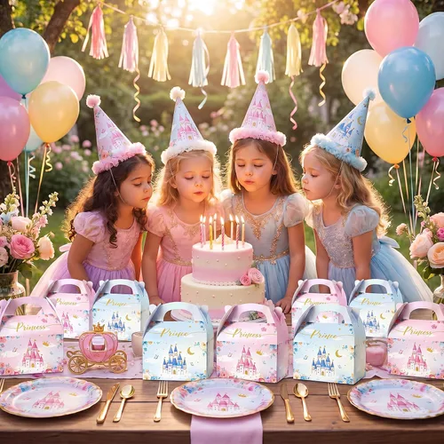 Vista 7 de Caja de regalo Nezyo Princesa y Príncipe - Cajas de regalo de cartón con corona rosa y azul para cumpleaños de niño o niña