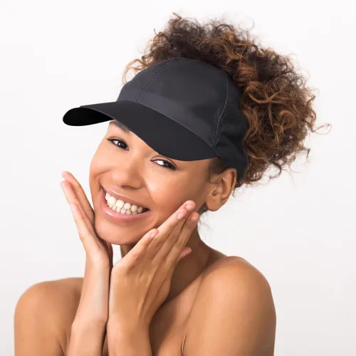 Vista 5 de Gorra de béisbol para mujer, con espalda descubierta, malla y pelo rizado, ajustable, gorra de camionero, de secado rápido