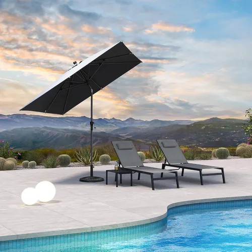 Vista 71 de PURPLE LEAF - Sombrilla de patio rectangular de 6' x 4', sombrilla de mesa para exteriores con marco de aluminio, sombrilla de mercado, sombrilla