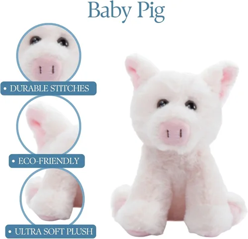 Vista 3 de The Petting Zoo Peluche de cerdo, regalos para niños, animales de granja Wild Onez Babiez, juguete de peluche de cerdo de 6 pulgadas