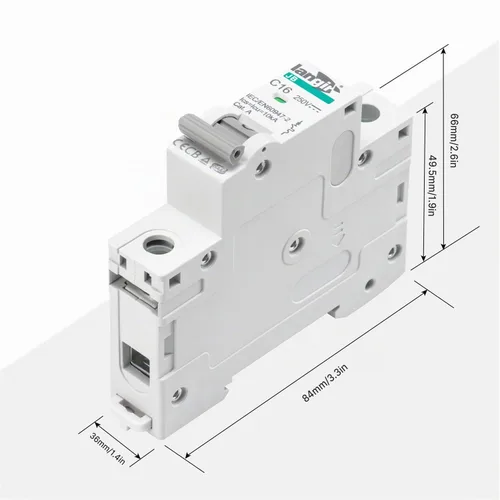 Vista 2 de Disyuntor DC 25A, montaje en riel DIN de 1 polo, interruptor de desconexión solar fotovoltaica de 250 V, protección contra sobrecorriente