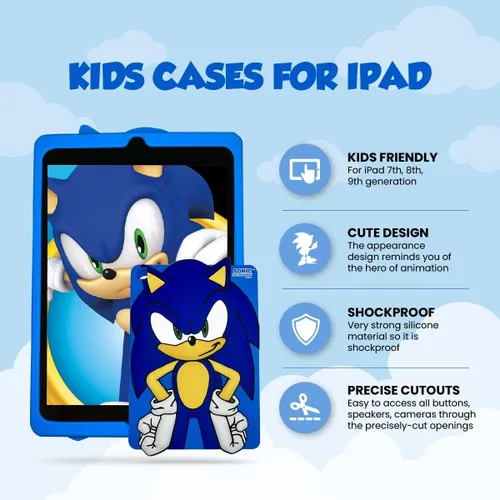 Vista 2 de Funda Trasera de Silicona Sonic The Hedgehog Compatible con iPad de 9ª/8ª/7ª Generación (2021/2020/2019), Funda Protectora Antideslizante de Goma