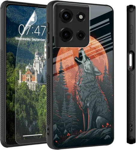 Vista 24 de Funda para Motorola Moto Edge 2022, cubierta trasera de vidrio templado con protector de pantalla, protección a prueba de golpes para Motorola Moto