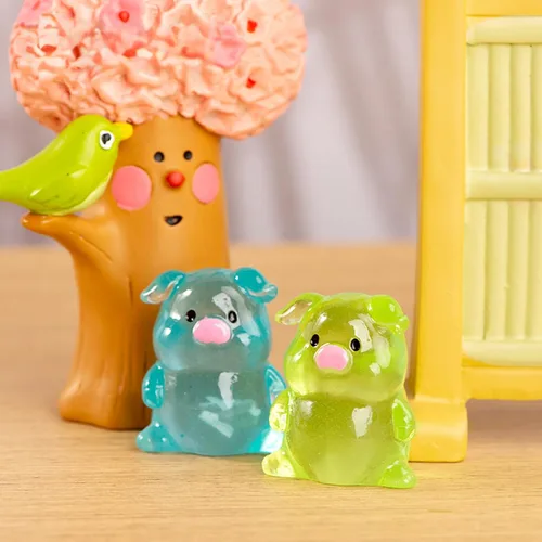 Vista 4 de Exasinine 30 figuras de cerdito en miniatura luminosas y pequeñas estatuas de cerdito para decoración de pasteles, manualidades, decoración