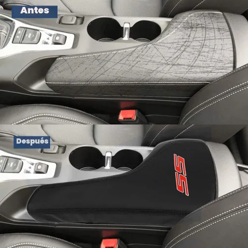 Vista 4 de Funda para reposabrazos de consola central, consola de protección completa, reposabrazos de cuero, accesorios interiores para Chevrolet Camaro