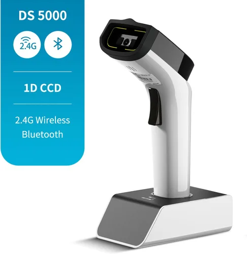 Vista 2 de NETUM Escáner de código de barras inalámbrico Bluetooth 1D de moda, lector de código de barras CCD manos libres con soporte y memoria incorporada