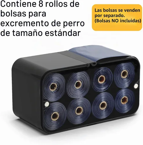 Vista 4 de SVD.PET Dispensador de bolsas para excrementos de perro, dispensador de bolsas de basura para montaje en pared, capacidad para 8 rollos de bolsas