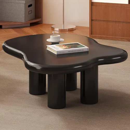 Vista 7 de HOTICKME - Mesa auxiliar Cloud para sala de estar, mesa auxiliar negra de 35.43 pulgadas con 4 patas, mesa auxiliar de estilo simple Negro