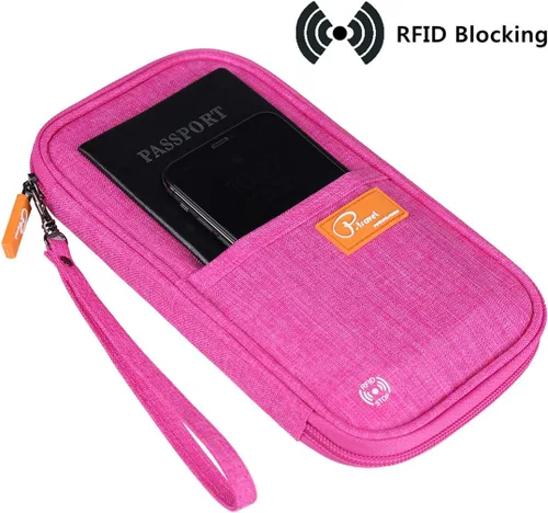 Vista 55 de VanFn Cartera RFID para pasaporte de viaje, soporte para pasaporte familiar, organizador de documentos de viaje serie P.Travel (nailon, gris)