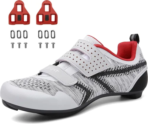 Vista 2 de Zapatos de ciclismo unisex compatibles con Pelaton para interiores y bicicletas de carretera para hombres y mujeres con clip de tacos Delta