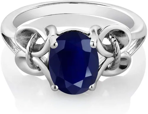 Vista 3 de Gem Stone King Anillo de compromiso ovalado con piedra natal para mujer, plata de ley 925, ovalado de 0.354 x 0.276 in, anillo de compromiso