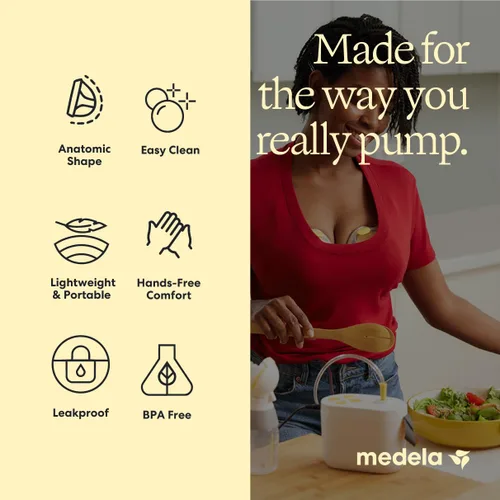 Vista 4 de Vasos de colección manos libres Medela, compatibles con los extractores de leche Freestyle Flex, Pump in Style con MaxFlow y Swing Maxi eléctricos