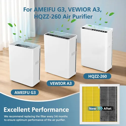 Vista 4 de Filtro G3 para el Cuidado de Mascotas Compatible con Purificador de Aire AMEIFU G3 (Sferf-30) y Purificador de Aire VEWIOR A3, Filtro HEPA