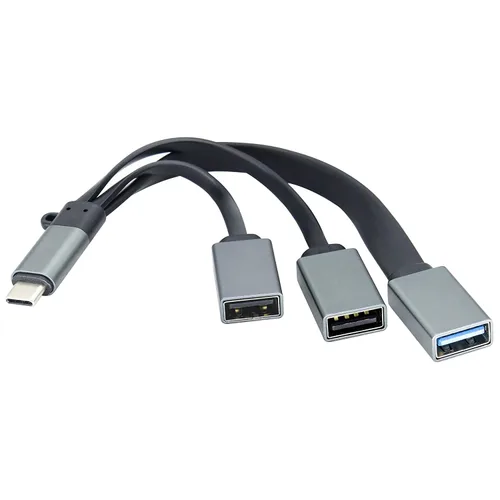 Vista 8 de Ángulo recto tipo C 3.0 macho a 1 USB 3.0 A hembra+2 USB 2.0 A hembra OTG Cable USB C a USB A de 90 grados de datos y carga OTG Cable divisor