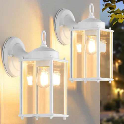 Vista 13 de Farol de pared para exteriores, aplique de pared impermeable de chocolate oscuro exterior, lámpara de pared para puerta delantera con vidrio