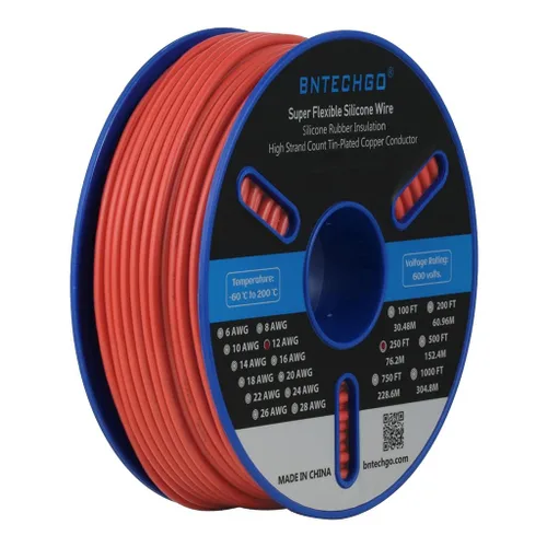 Vista 23 de BNTECHGO Carrete de alambre de silicona calibre 12, 50 pies, color marrón, flexible, 12 AWG, alambre de cobre estañado trenzado
