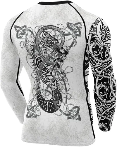 Vista 3 de FORMONIES POD Viking - Camiseta de compresión para hombre, manga larga, capa base para jiu jitsu
