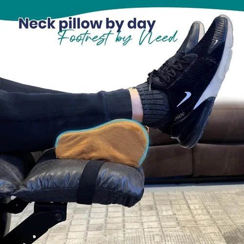Vista 6 de Almohada para reposacabezas de espuma viscoelástica para sillón reclinable, almohada cervical en forma de B con correa estabilizadora, respaldo
