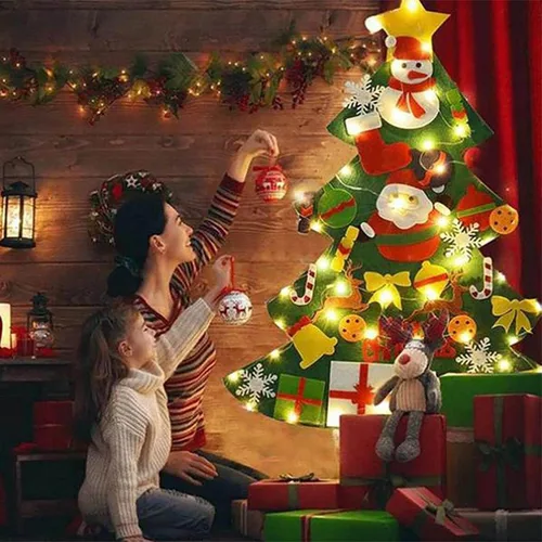 Vista 5 de Everized - Árbol de Navidad interactivo de fieltro para niños, árbol de Navidad Montessori