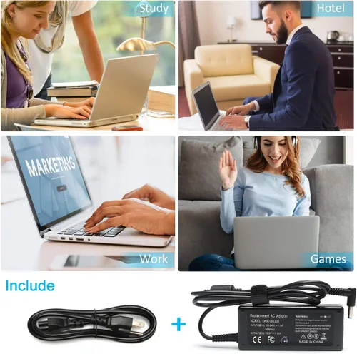 Vista 7 de Cargador de CA de 65 W compatible con cargador de portátil HP Modelo 15: 15-dy 15-dq 15-da 15-db 15-dw 15-f 15-ef 15-ab, 15-ac 15-af 15-an 15-au