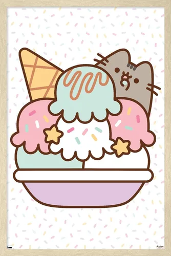 Vista 7 de Trends International Pusheen - Póster de pared de helado, 22.4 pulgadas de largo x 14.7 pulgadas, versión enmarcada en plata Versión con marco