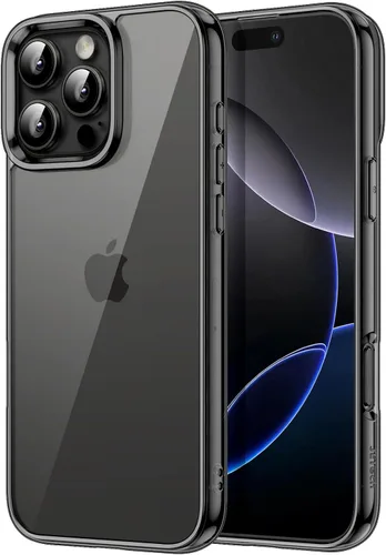 Vista 21 de JETech Funda para iPhone 16, antiamarilleo, color negro Shockproof Protection, Scratch Resistant Hard PC Back, Durable Transparent TPU Bumper