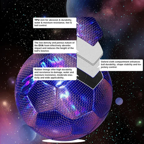 Vista 3 de EVZOM Balón de fútbol sala, pelota de fútbol sala, talla 4 para entrenamiento en interiores de adultos (morado)