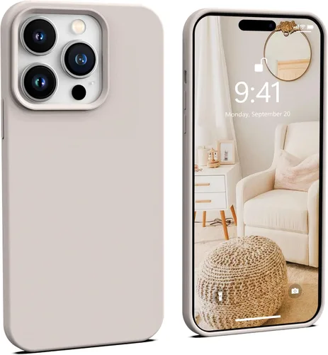 Vista 26 de IceSword Funda compatible con iPhone 14 Pro Max, color azul bebé, funda de silicona líquida, delgada, suave, antiarañazos, bonita luz azul pastel