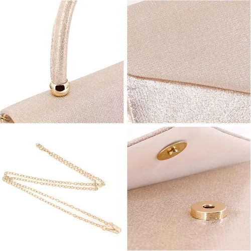 Vista 6 de Naimo Bolso de mano de noche de cristal brillante, bolso cruzado con asa superior, bolso de hombro para boda, fiesta, novia