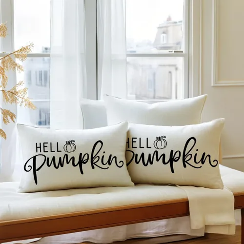 Vista 4 de 7COLORROOM Fundas de almohada Happy Thanksgiving Cosecha de otoño (negro, 12 x 20 pulgadas)