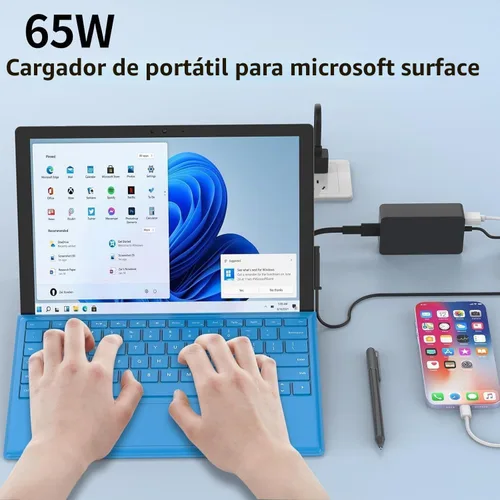 Vista 8 de Cargador de 65 W y 44 W compatible con Microsoft Surface Pro 9 8 7+ 7 6 5 4 3 X Surface Laptop 5 4 3 2 1 compatible con modelos 1706 1950 1943 1876