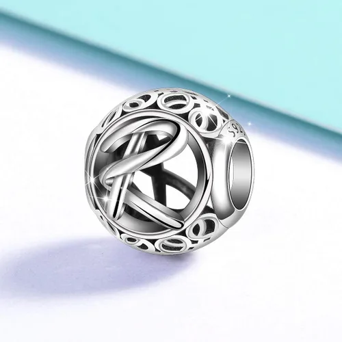 Vista 3 de Vito Dijes colgantes de plata de ley con inicial de letra A-Z aptos para pulseras Pandora para mujeres europeas collares 26 alfabetos regalo