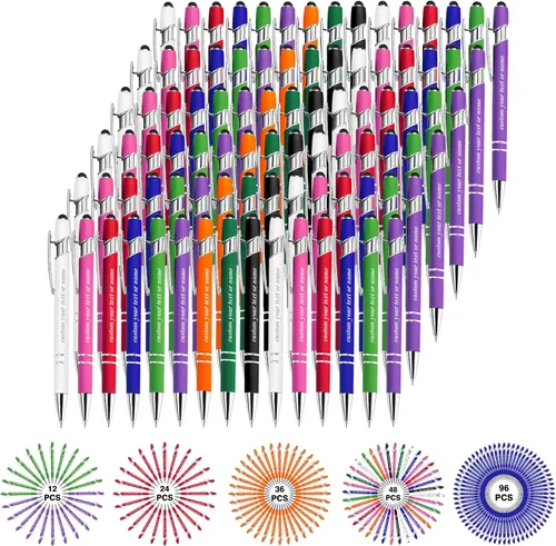 Vista 11 de Bolígrafos personalizados con nombre a granel, juego de bolígrafos personalizados, lápiz capacitivo grabado, logotipo, texto, regalo para negocios