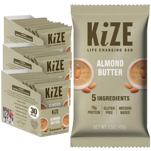 Vista 42 de KiZE Energy Bars - Barras energéticas de reemplazo de comidas con alto contenido de proteínas, a base de mantequilla de almendras, sin gluten, sin