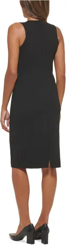 Vista 2 de Calvin Klein Cuello Halter Plisado Scuba Crepe Vaina