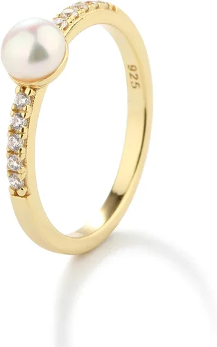 Vista 2 de Precious Pieces . Anillo de plata de ley 925 o chapado en oro de 14 quilates con perlas cultivadas para bebés, bebés, niñas pequeñas, niños pequeños