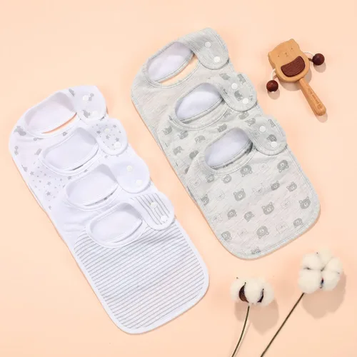 Vista 5 de Paquete de 7 baberos de algodón absorbentes para bebés, para babeo y dentición