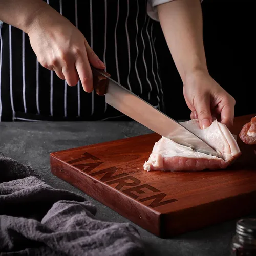 Vista 4 de TAN REN Cuchillo de chef japonés de 8 pulgadas, cuchillo gyuto de acero inoxidable, cuchillo japonés forjado a mano, cuchillos de chef de espiga