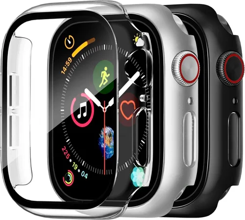 Vista 16 de Charlam - Funda de policarbonato duro compatible con Apple Watch de 38 mm, series 1, 2, 3, protector de pantalla integrado, ultradelgada, cobertura