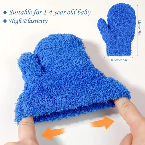 Vista 2 de ONESING 4 pares de mitones para bebés, guantes suaves para recién nacidos, guantes de invierno para bebés y niñas