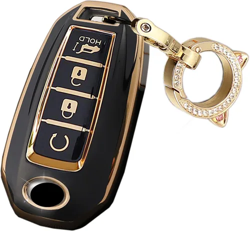 Vista 4 de ontto Funda de llave de 4 botones compatible con Infiniti Key Fob Shell Anti-arañazos TPU Key Skin para Q50 Q60 QX50 QX55 QX60 2019 en adelante Beige