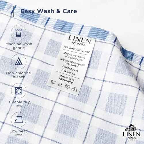 Vista 5 de Linen Home - Juego de sábanas estampadas mezcla de algodón percal y lyocell, prelavadas, individual, 3 piezas, 1 encimera, 1 bajera de bolsillo