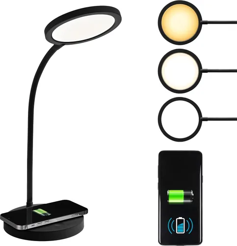 Vista 8 de OttLite Good Housekeeping - Lámpara LED circular, carga inalámbrica, color blanco