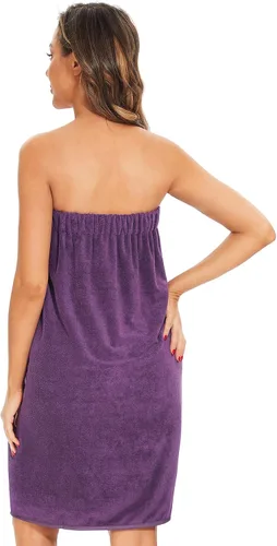 Vista 16 de Knuffnee Toalla de baño para mujer, bata de baño para spa, bata de baño ajustable con cierre a presión
