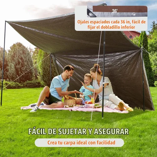 Vista 5 de VEVOR Lona impermeable de 16 x 20 pies, cubierta de lona de polietileno de plástico de 10 mil, lona multiusos resistente a desgarros, rayos UV